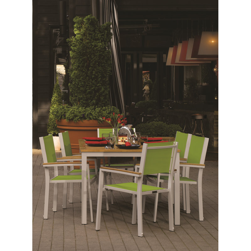 Travira Stacking Patio Dining Chair, Go Green, Tekwood Natural, Flint
