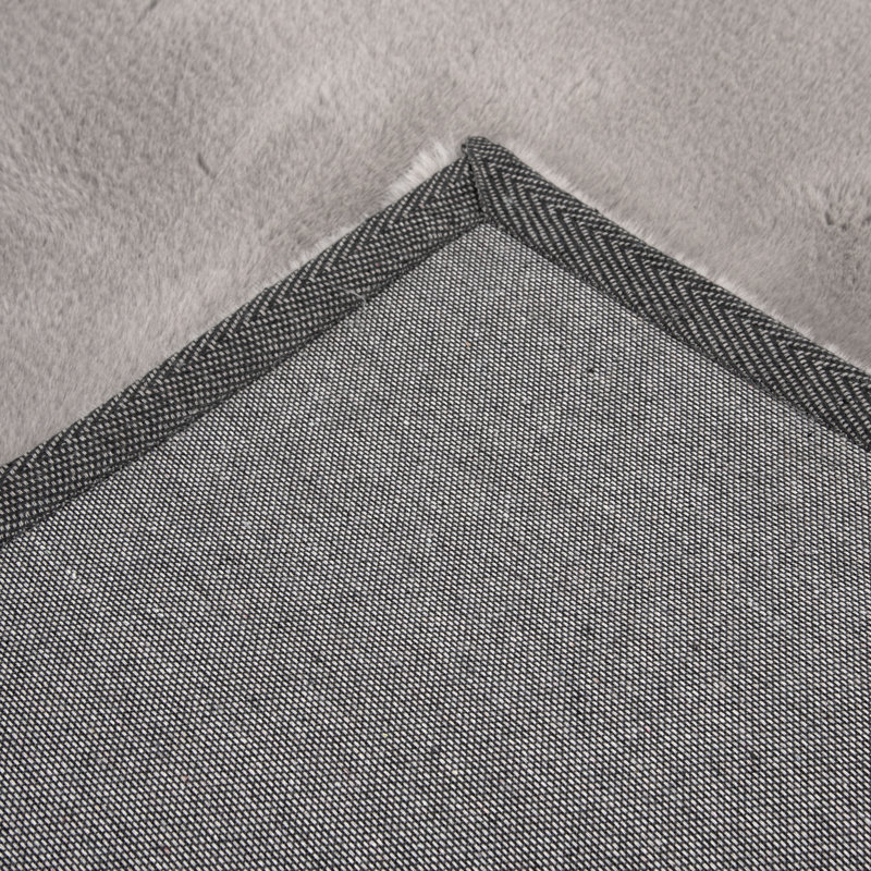 Everly Quinn Karlie Avid Grey Solid Indoor Polyester Area Rug, Rectangle 9' x 12'
