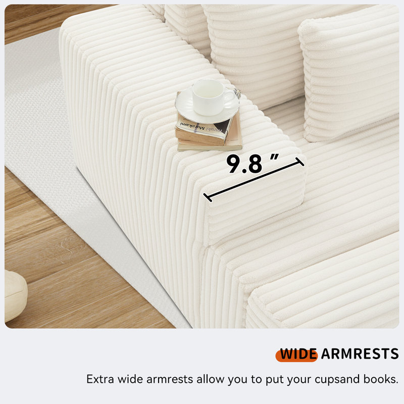 Canapé modulaire de 83,5 po de largeur avec canapé-lit modulaire Comfy, Velours beige