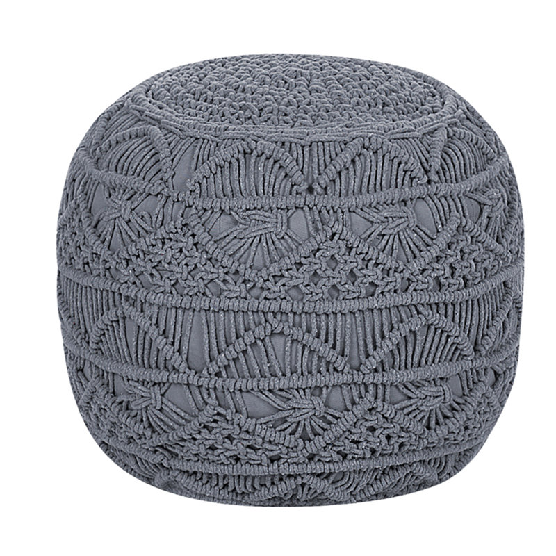 Corrado 40cm Wide Round Solid Colour Pouffe Ottoman, Grey