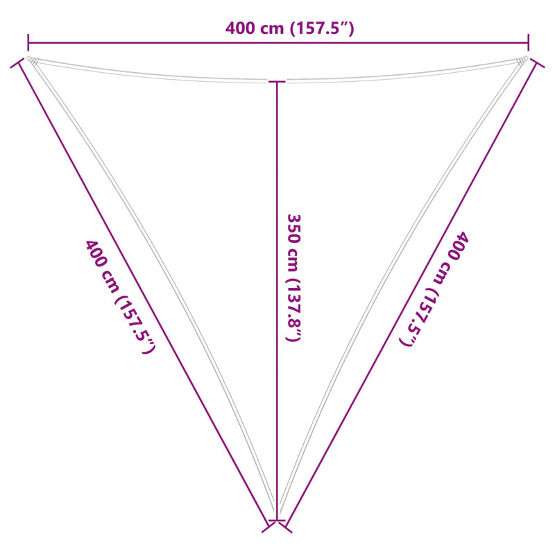 Vidaxl Sunshade Sail Oxford Fabric Triangular Shade Sail Sunscreen Canopy, Grey/White, 4m W x 4m L
