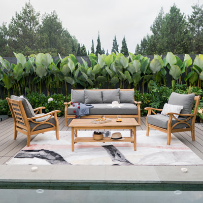 Brunswick 5 - Person Teak Outdoor Seating Group With Cushions