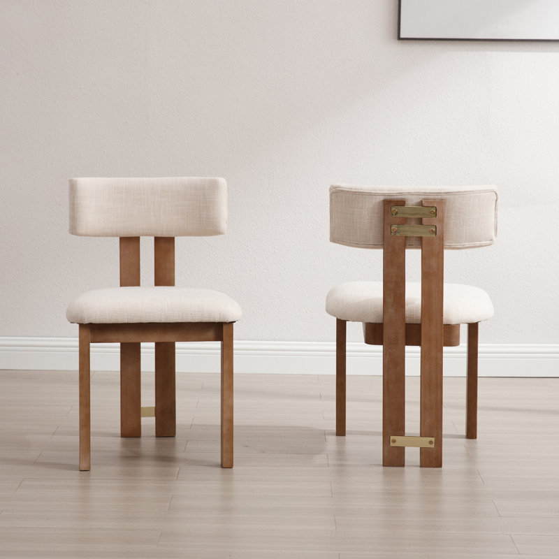 Chaise d'appoint Mahkar, Lin beige, Brun