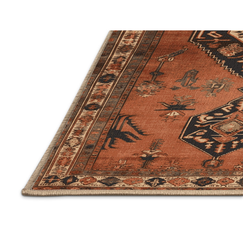 Tapis brun lavable à la machine, Rond 7 pi