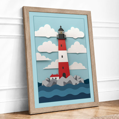 Lighthouse and Shore Coastal - Framed Print