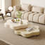 Table basse rotative en forme de fleur Masek, couleur moderne et blanc crème, table basse extensible