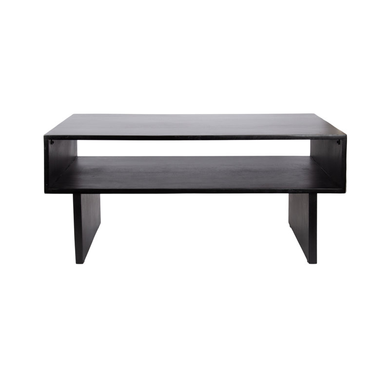 Torroba Rectangular Coffee Table with Storage Shelf, Black