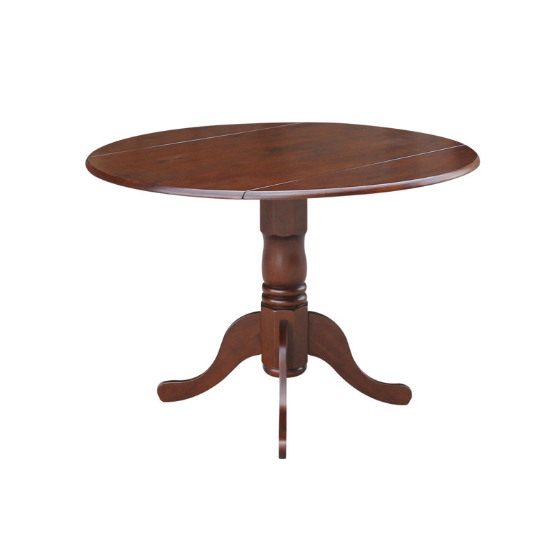 Dublin Modern Kitchen Table - a Round Dining Table Top with Dropleaf & Pedestal Base, Espresso, Espresso, Espresso