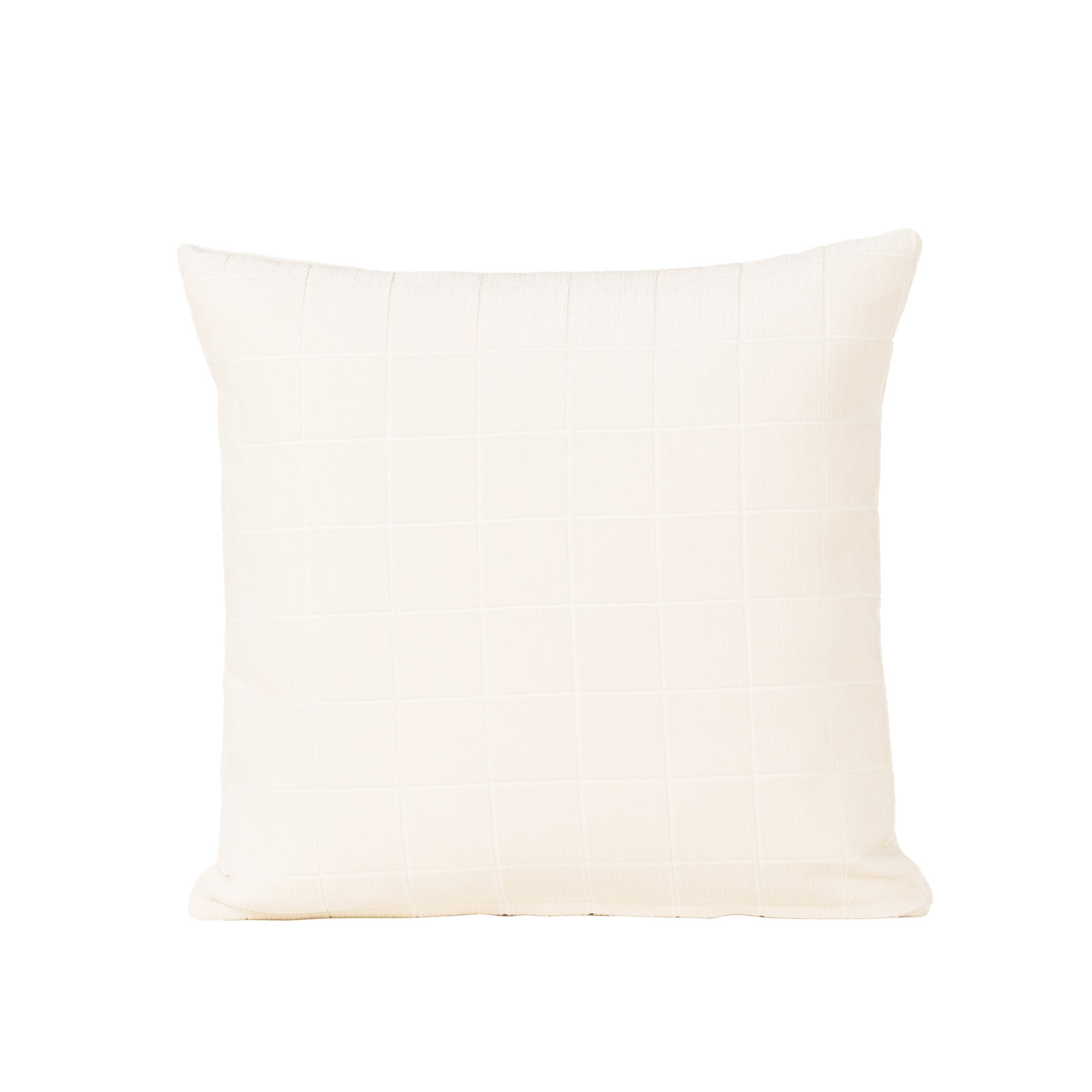 Otterville Velvet Grid Throw Pillow, Ivory Geometric, Polyester, 20"H x 20"W