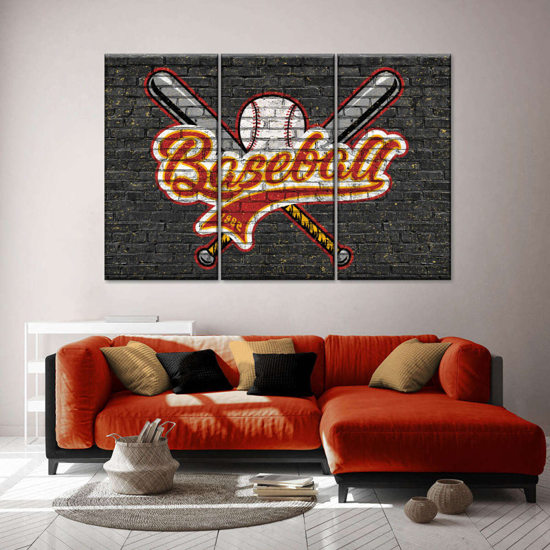 Ensemble de baseball urbain sur toile 3 pièces Urban, H 32 po x l 50 po x P 1,25 po