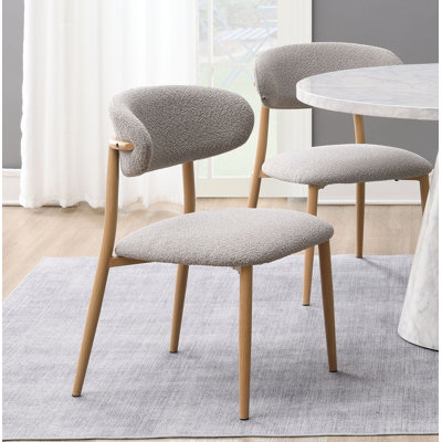 Modern Luxury Dining Chairs 2pc Set Light Gray Padded Seat Back Cushion Comfort Style Natural Finish Dining Furniture
