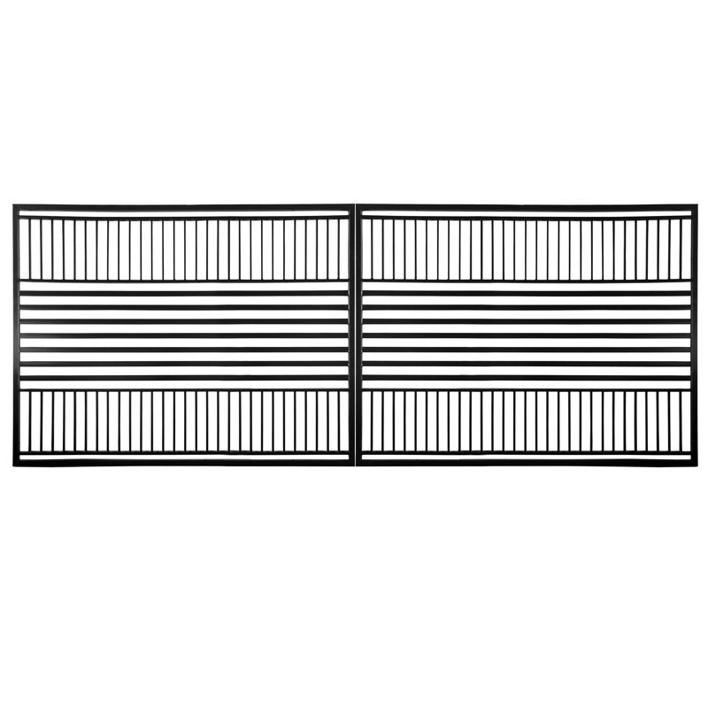 Barcelona Style Black Steel Dual Swing Driveway Gate 16 x 6 Feet
