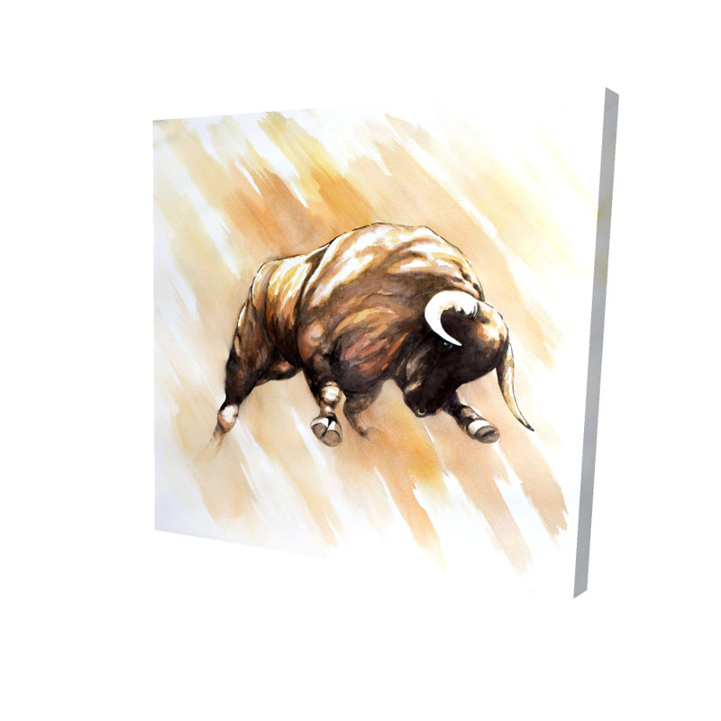 Bull to attaquer - Toile de l'Ouest orange pour la décoration intérieure