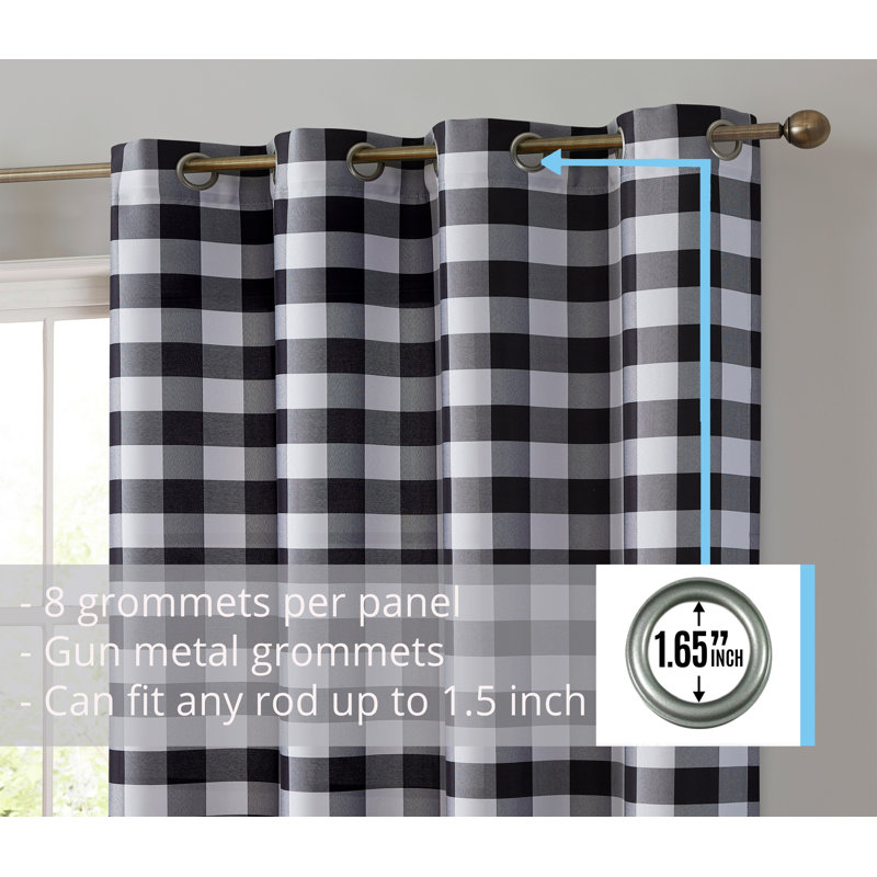 Fallbrook Polyester Light Filtering Curtain, 52" W x 63" L, Black