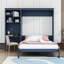 Grand lit escamotable peu encombrant avec bureau intégré et tablettes de rangement-1880874944