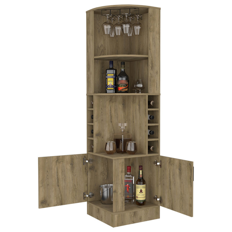 8 armoires à boissons alcoolisées avec étagère à 2 tablettes pour une présentation élégante, Beige