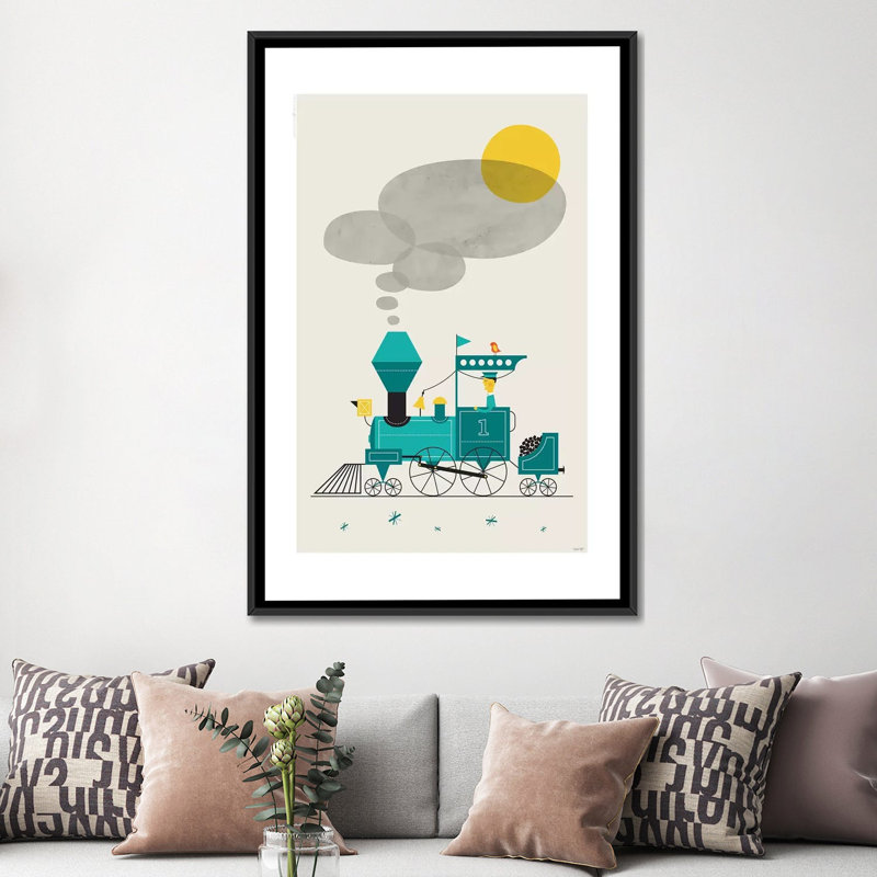 «Locomotive», impression sur toile tendue, H 60 po x l 40po x P 1,5 po, Toile avec cadre noir, Pas de tapis