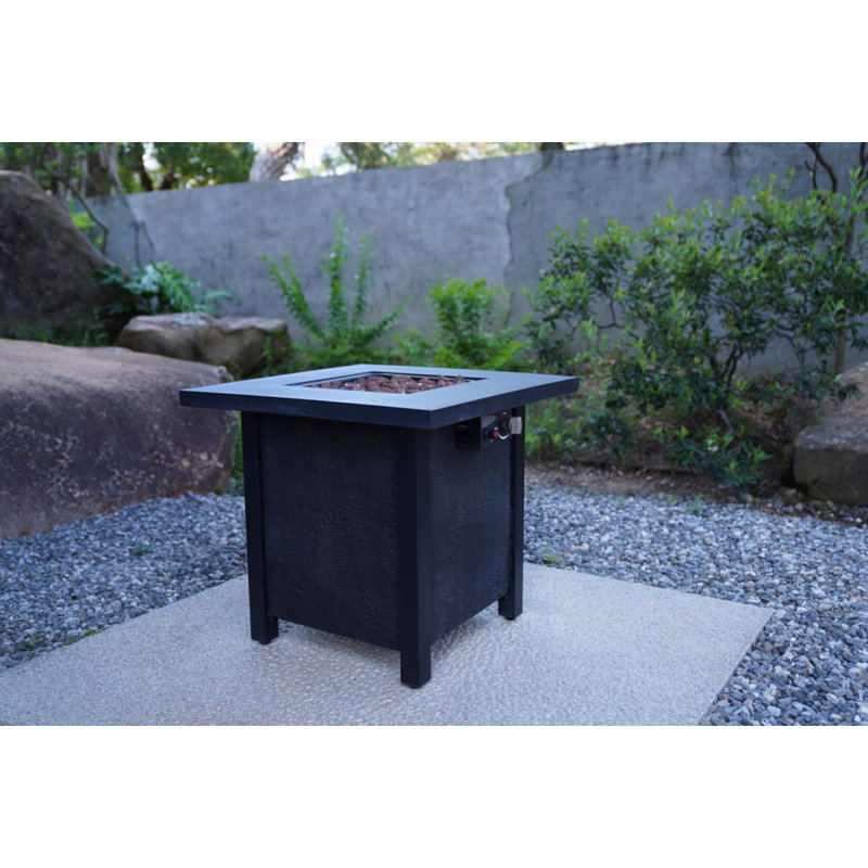 Outdoor Patio Propane Gas Fire Pit Table-50,000 Btu High-Temperature-Resistant Carving Process For Environmentally Friendly Materials With The Effect Of Charcoal Grain