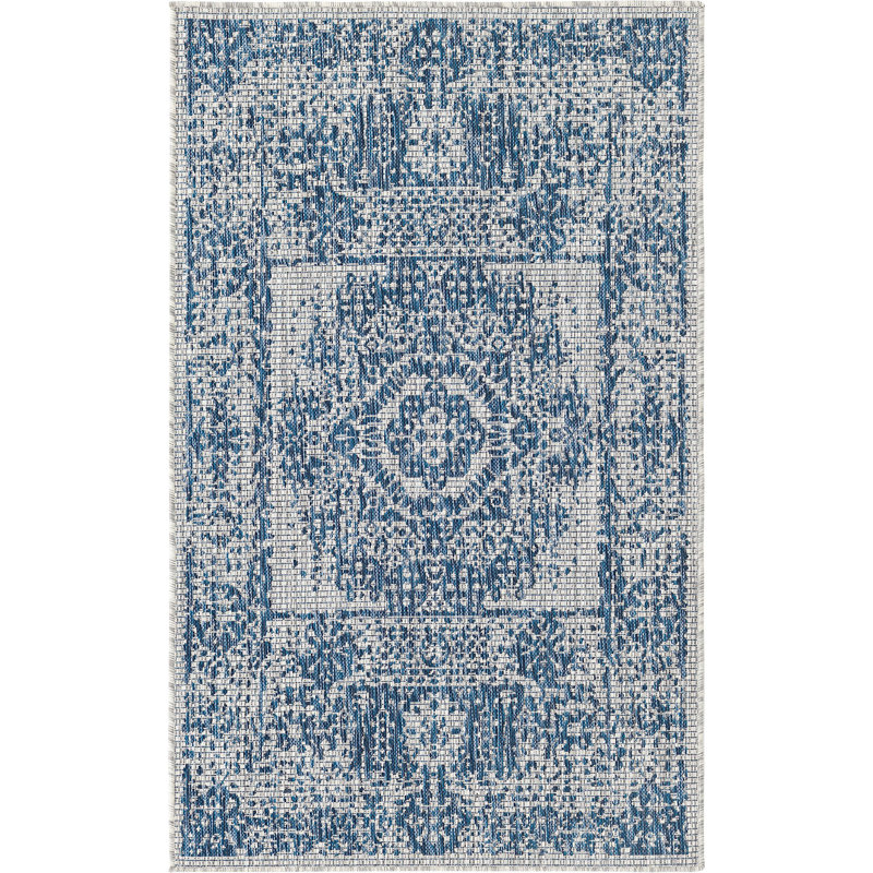 Outdoor Nile Area Rug Deep Sky Blue Color, Rectangle 3'3" x 5'3"