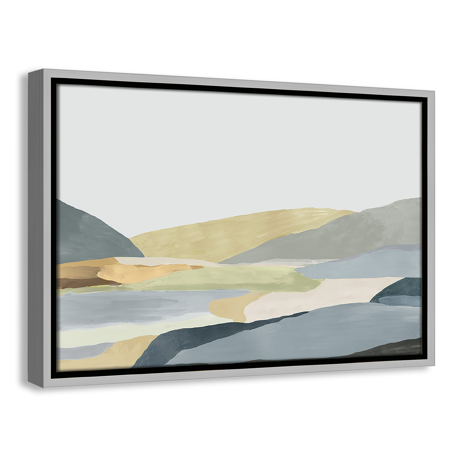 Blair "Warm Hills II" Painting, 13.5" H x 19.5" W x 2" D, Silver Canvas