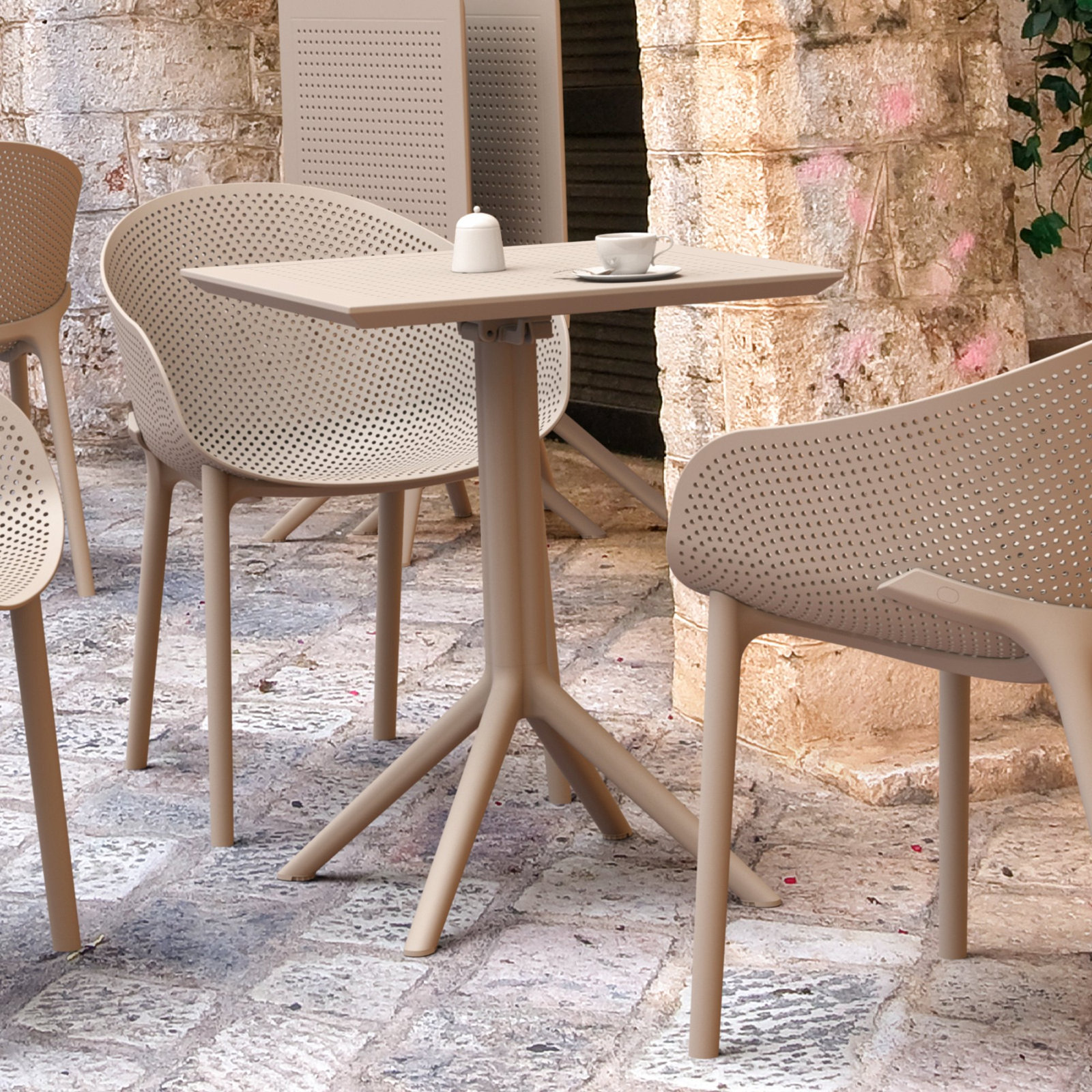 Farrah 30" Patio Dining Table, Taupe, 23.6" W x 23.6" L x 29.5" H, Yes