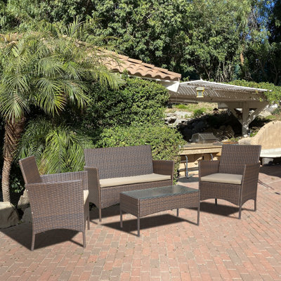 Achikam 4 - Person Patio Conversation Set with Cushions