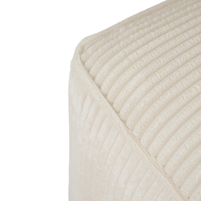Upholstered Square Footstool, Beige Corduroy