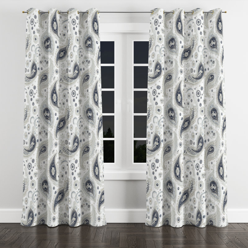 French Country Window curtains - Transitional Azemine Grommet Curtain - 1 Panel, Gold Grommets, 52" W x 63" L