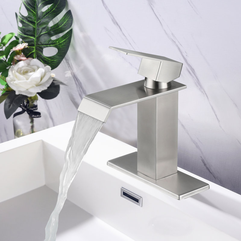 Robinet de lavabo de salle de bain de luxe, nickel brossé, acier inoxydable et cascade accréditée, corrosion