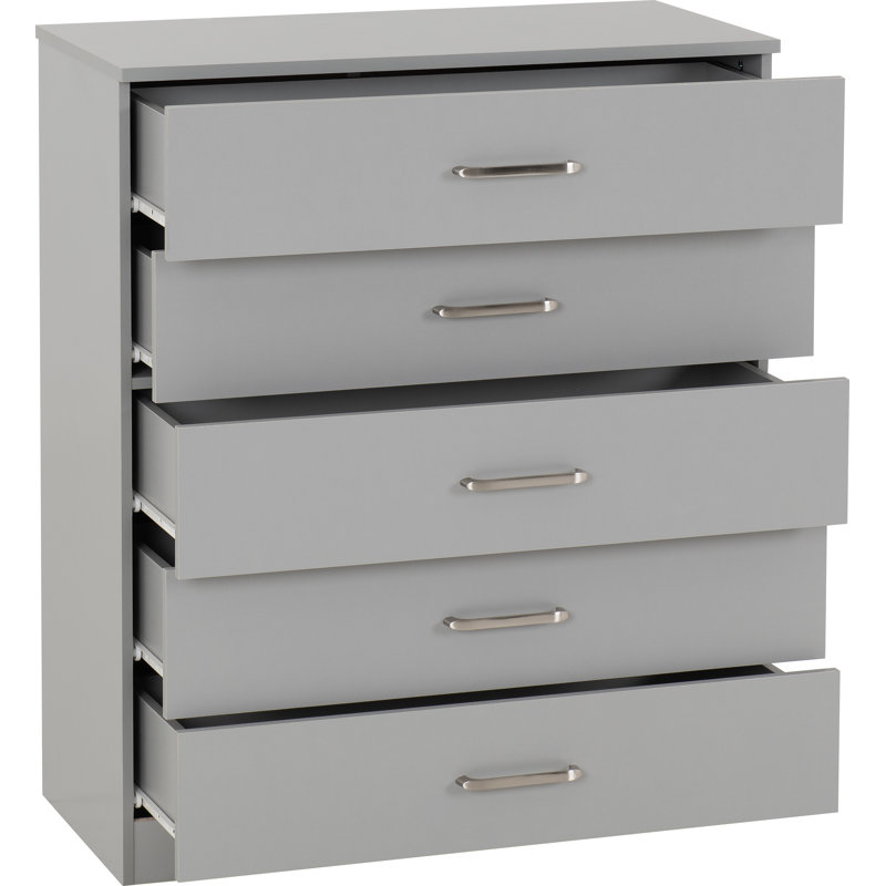Sumrah 75cm W 5 - Drawer Chest of Drawers, Light Grey
