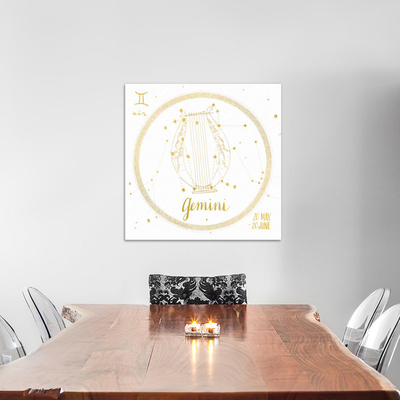 Série de ciel night : gemini sur toile tendue, H 12 po x l 12 po x P 0,75 po, Toile tendue, Pas de tapis