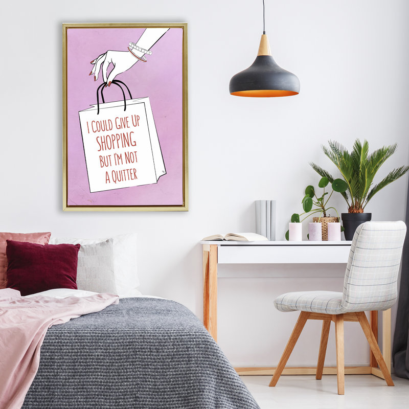 Cadre flottant «Not A Quitter», design par Martina Pavlova, H 31 po x l 21 po, Cadre flottant métallique doré