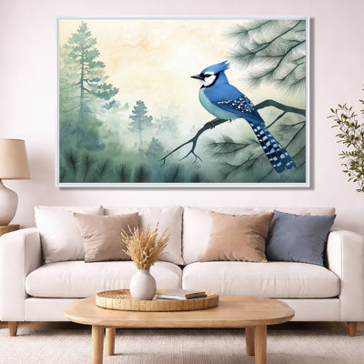 Art mural oiseaux, geai bleu, impression sur toile