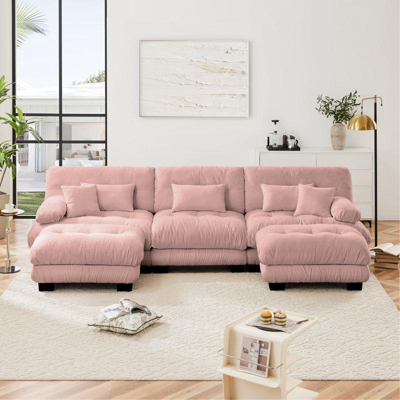 Canapé modulaire de luxe Luxury, Rose, H 35,4 po x l 133,8 po x P 36 po, 5