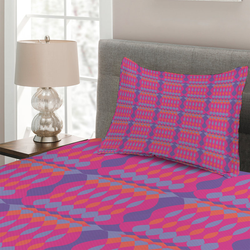 Diamond Eclectic Polyester Geometric Shapes Coverlet, Twin Bedspread + 1 Sham
