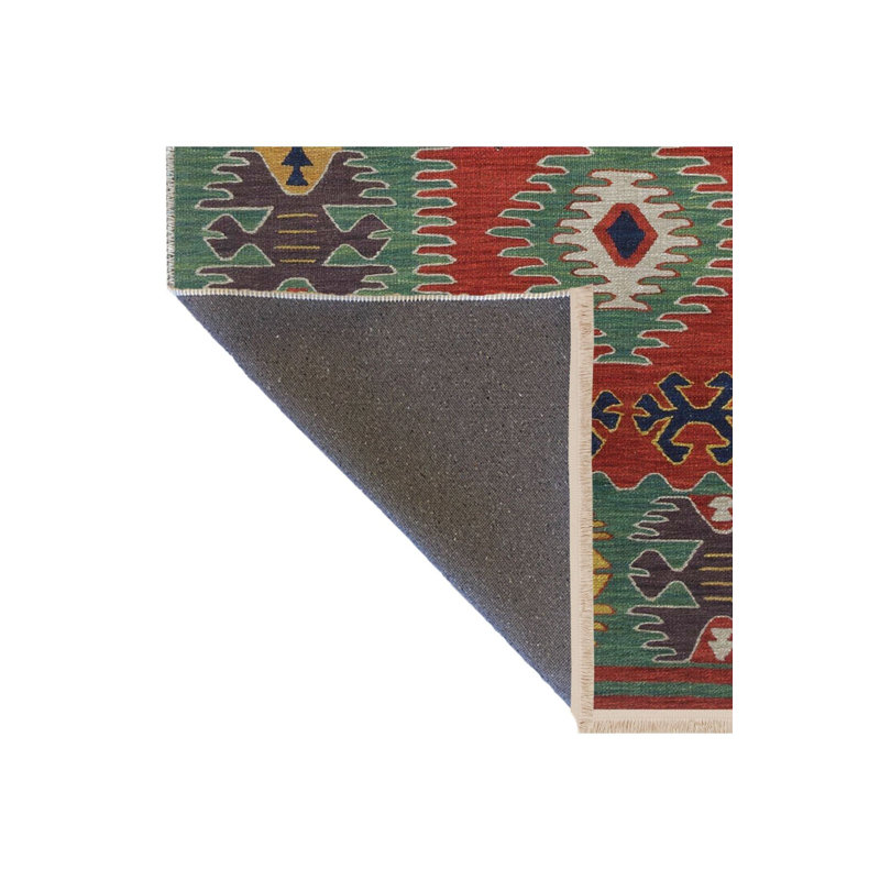 Tapis décoratif vert multicolore à motif vert, Sous-tapis rectangulaire de 3 pi 3 po x 4 pi 11 po