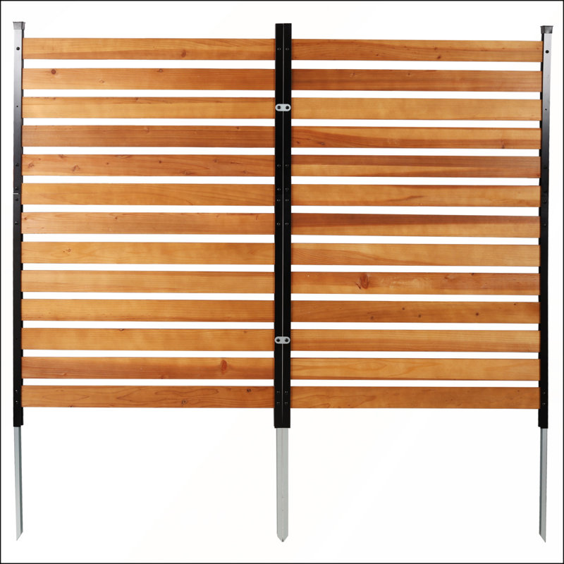 Clôture de climatiseur en bois polyvalente, H 60 po x l 38 po (2 panneaux), autoportante avec piquets en métal pour l'extérieur