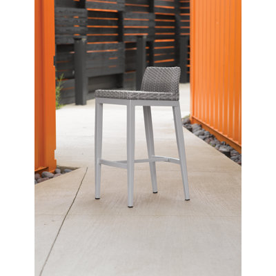 Saleem Powder Coated Aluminum Outdoor 31.5'' Bar Stool with Cushion