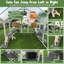 Grande cage Catio, maison de chat d'extérieur en bois avec support à fleurs, pont suspendu et couvercle imperméable, gris et blanc-1229525701