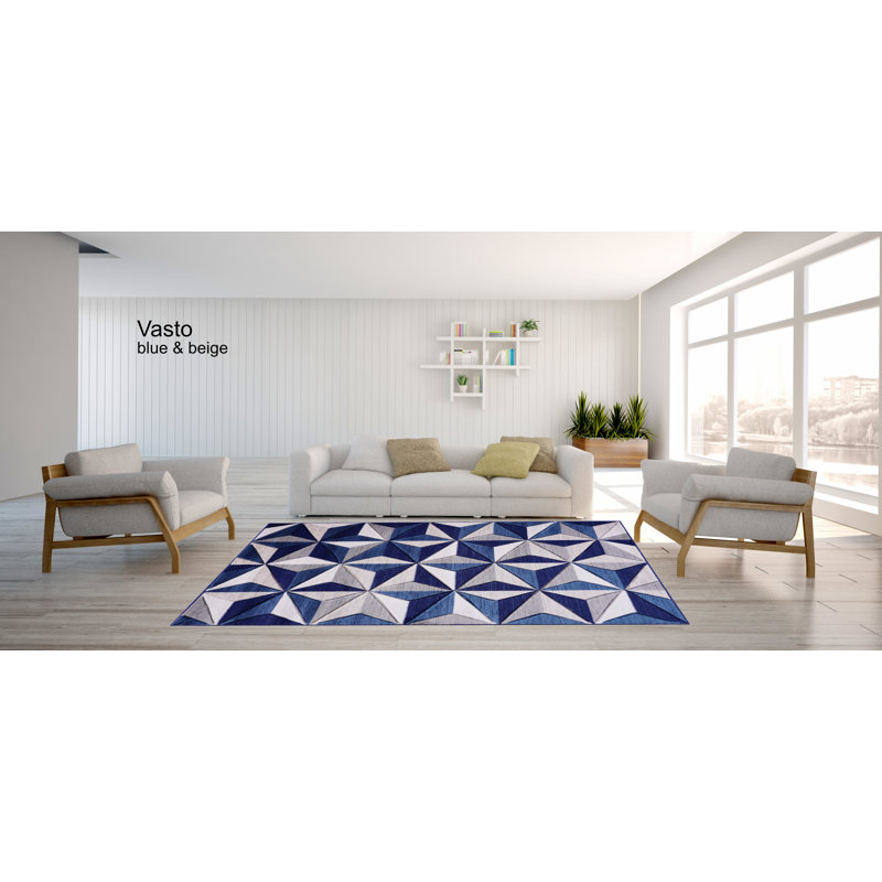 Ivey Geometric Shag Area Rug, Rectangle 80 x 150cm