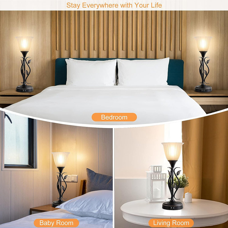 Florestan Metal USB Torchiere Lamp
