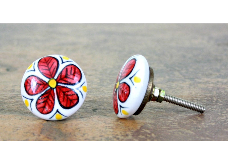Hand Painted 1 1/2" Diameter Mushroom Knob