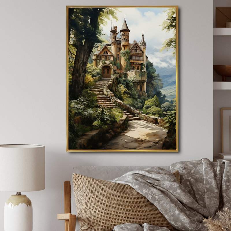 Xylo Castles Rustic Retreat Earthy I sur toile, H 40 po x l 30 po x P 1,5 po, Cadre flottant doré