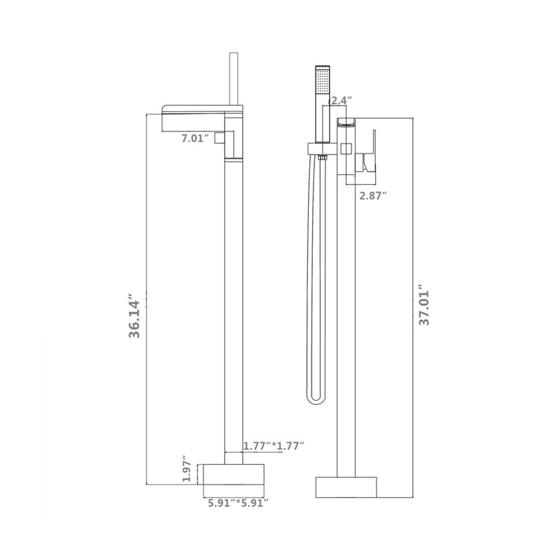 Freestanding Waterfall Tub Filler with Hand Shower, Chrome