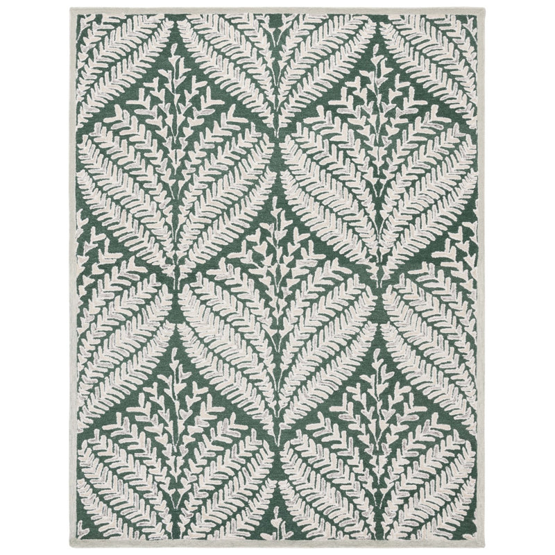 Jahwan Hand Tufted Wool Floral Rug, Rectangle 10' x 14'