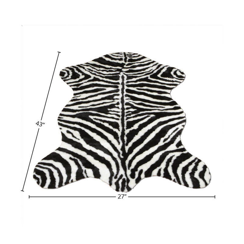 Tapis en fausse fourrure Zebra, Peau 2 pi 3 po x 3 pi 8 po