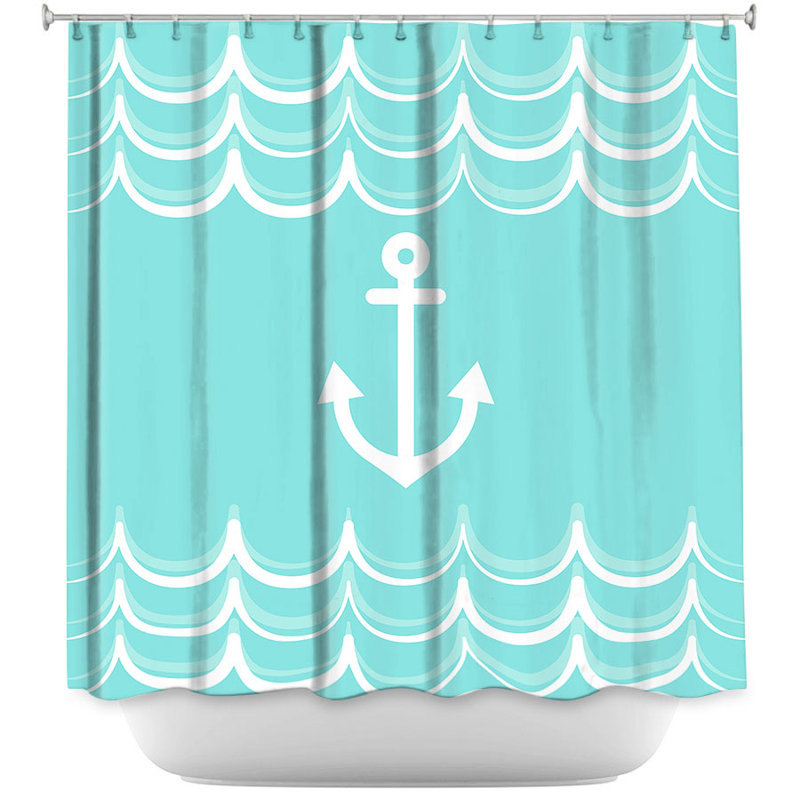 Rideau de douche simple anchor waves, Jaune / vert