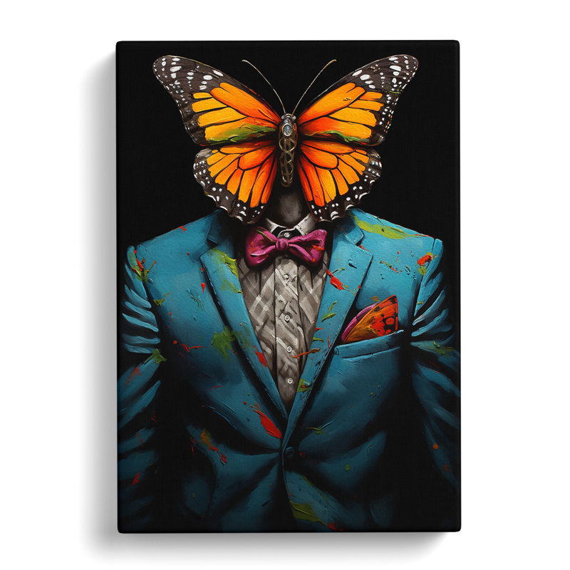 Butterfly in a Suit Painting No.2 - Wrapped Canvas, 60cm H x 40cm W x 3cm D