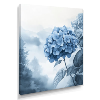 Hydrangeas In A Foggy Garden I - Floral Canvas Art Print