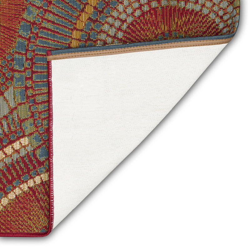 Lygia Circles Kitchen Mat, Red/Orange/Blue, Rectangle 2' x 2'10"
